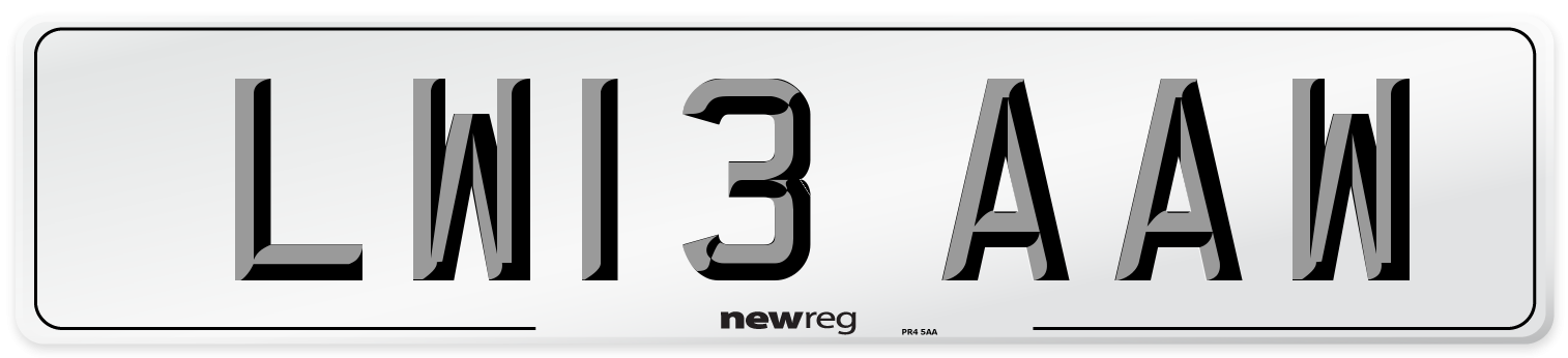 LW13 AAW Number Plate from New Reg